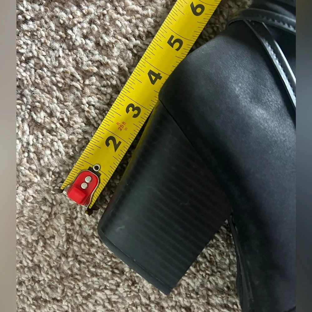 Tall Black Chunky Heel Women's Boots - Picture 7 of 9